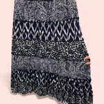 JM Collection Cute navy white multiprint ruffle boho maxi elastic waist pull on skirt flowy Photo 1