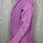 Handmade Purple Ecuador crochet braided knit fringe full zip hooded jacket sweater shirt Photo 4