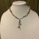 Handmade Orange Earth tone Cat Paw Charm Heart Necklace 18” Adjustable Photo 1