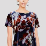 Ann Taylor  Botanical Velvet Blouse Moody Floral Print Size Small Fall Photos Top Photo 0