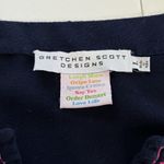 Gretchen Scott Navy Blue Pink Embroidery V Neck Gauze Pockets Tunic Dress LARGE Photo 7