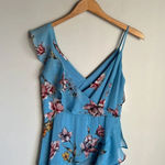 Avec Les Filles NEW  Floral Cascading Ruffle Midi Dress in Cerulean Blue Photo 3