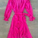 LPA  hot pink ruffle duster belted sheer Photo 2
