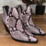 Vince Camuto Gigietta Black and White Snakeskin Chunky Heeled Boots Photo 4