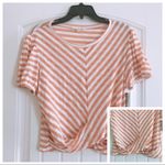 June and Hudson Cropped Top Twist Front Cotton Blend Striped Size XL NWT Photo 2