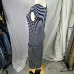 Toad&Co Eco Organic Cotton Blend Striped Midi Dress Navy White Small Nautical Blue Photo 7