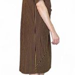 ZARA  Burgundy Yellow Stripe Front Knot Shirt Knee-Length Dress Photo 3
