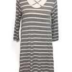 PaperMoon New Heather Gray White Striped Strappy Loose Dress Photo 0