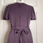 Vintage 1970s Crochet Plaid Short Sleeve Purple Dress Size M Photo 4