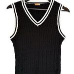 Summerland Black Cable Knit Sweater Vest Preppy Old Money Aesthetic | Size Large Photo 0