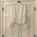 BLANK NYC White Linen Blend Tie Front Blouse Bell Sleeves Size Medium 70s Boho Photo 8