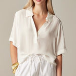 J.Crew Bungalow Popover Top Crepe De Chine Viscose Minimalist Ivory XS NWT Photo 0