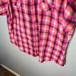 Wrangler  Top 3XL Button-Front Western Shirt Pink Orange Plaid Pearl Snap Women's Photo 2
