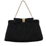 1950s Vintage After Five Black Clutch Bag Evening Bag With Bow Chain Strap Photo 1