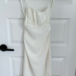 Abercrombie & Fitch Ruched Bust Tie Strap Back White Midi Slit Dress XS Photo 2