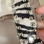 Womens Leather Belt Black White Zebra Print Bling Rhinestone cowgirl Photo 2