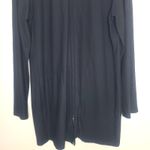 Eileen Fisher M Stretch Full Zip Mandarin Collar Long Jacket Cardigan Black Photo 2