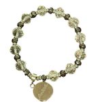 Rustic Cuff Christian Faith Stretch Bracelet Silver & Clear Beads Charm Logo Photo 3