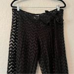 Mud Pie  Women Black Casual see through mesh lace Pants chevron print MEDIUM #83 Photo 8