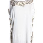 TUNIC BEACH COVER UP T. Zovich Solid with Floral Trim Swim Sustainable White NWT Size M Photo 7