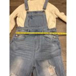 Womens Distressed Denim Jean Overalls Light Wash Relaxed Fit Cropped Leg Size S Blue Photo 4