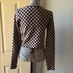The Native One Brown Checkered Women's Cardigan sweater Small Photo 4