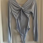 Wild Fable Women’s Small Target Light Blue Ribbed Open Back Ruched Bodysuit Photo 3