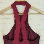 Free People Dress Women M Burgundy Red Natasha Lace Halter Bodycon Mini Party Photo 12