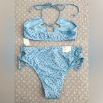 Aeropostale NEW!  Blue Ditsy Floral Cut Out Strappy Mid-Rise Bikini Set Size S/M Photo 8