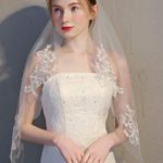 Wedding Veil Hip Length Veil Lace Edge 1T 60" Soft Tulle Bridal Veils with Comb (White) Photo 3