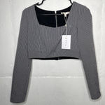 WAYF NEW  Womens Houndstooth Cropped Long Sleeve Square Neck Size Small Photo 0