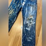 Lee Thrashed Bleach 90s Vintage Jeans 27β High Waisted Bootcut Dark Wash Denim Photo 13