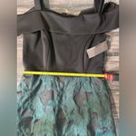 Donna Ricco  Off The Shoulder‎ Satin Jacquard Fit & Flare Dress in Emerald 12 NWT Photo 14