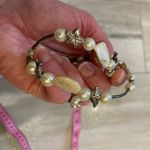 Metallic Sea Life and Pearlized Rock Beads Ocean Beach Theme Wrap Bracelet Silver Photo 5