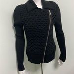 White House | Black Market  BLACK honeycomb zipper sweater small NEW Photo 0