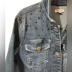 Juicy Couture  Nailhead Stretch Denim Jean Jacket M 20” p2p Dark Wash $70 Retail Photo 7