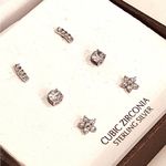 Giani Bernini NEW 3 Pair EARRINGS Cubic Zirconia Stud Post Sterling Silver Boxed Photo 0