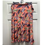 LuLaRoe Women's Size 3X Azure Salmon Feathers Knee Length A-Line Pull-On Skirt Photo 2