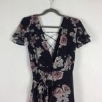 The Jetset Diaries Rosa Black Floral Chiffon Wrap Lace Up Maxi Dress Medium Photo 4
