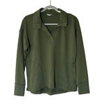 Caslon Womens Split-Neck Long- Sleeve Collared Sweatshirt Green Sz M Photo 0