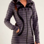 Lululemon Athletica Stride Jacket Black Stripes Galore Black Zip Up Jacket 8 Photo 0