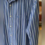 American Eagle  Blue White Stripe Cotton Vintage Fit Button Down Shirt Size Large Photo 3
