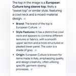 European Culture Black Long Sleeve Gray/Black Top. Cowl Neck Size undefined Photo 10