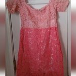 New In Package Women's Pink Ombre Flower Crochet Off Shoulder Dress Siz Small Photo 1