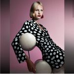 ZARA  Mini Wrap Shirt Dress Black and White Polka Dot Collared V-Neck Small Photo 1