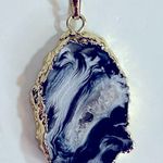 Geode Druzy Slice Necklace Blue Photo 3