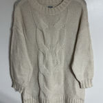Aerie Oversized Happy Place Cable Knit Sweater Women's Size Small Ivory Photo 0