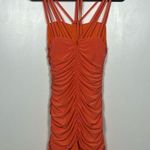 Scott McClintock Halter Ruched Bodycon Mini Dress Size 8 Y2K 90s Formal Party Orange Photo 3