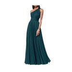 Azazie Charlize Stretch A-Line One Shoulder Mesh Floor-Length Dress Photo 4