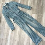 Free People Jumpsuit denim zip straight leg coverall womens Blue (size 4) preppy Photo 0